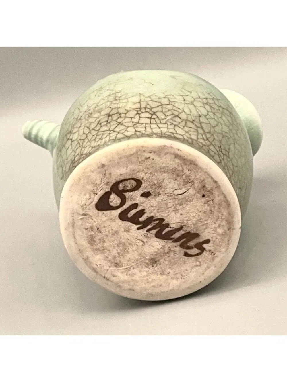 Vintage Chinese Celadon Glazed Fish Zun Pouring Vessel Art Pottery